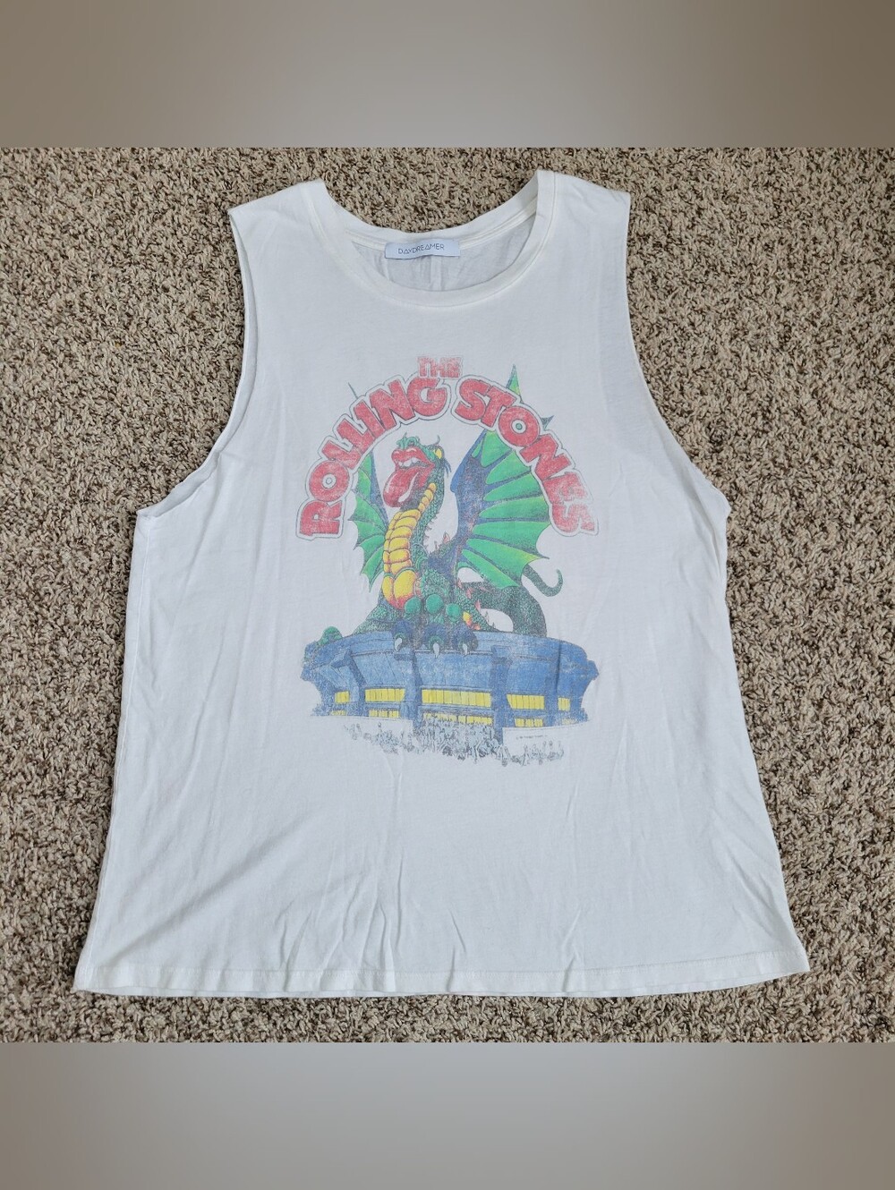 Daydreamer Shirt Tank Top Rolling Stones 1981 Tour Dragon Concert White Large